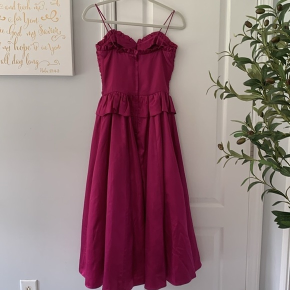 Gunne‎ Sax Jessica McClintock XS satin cocktail dress romantic Fuchsia ruched - Picture 10 of 16